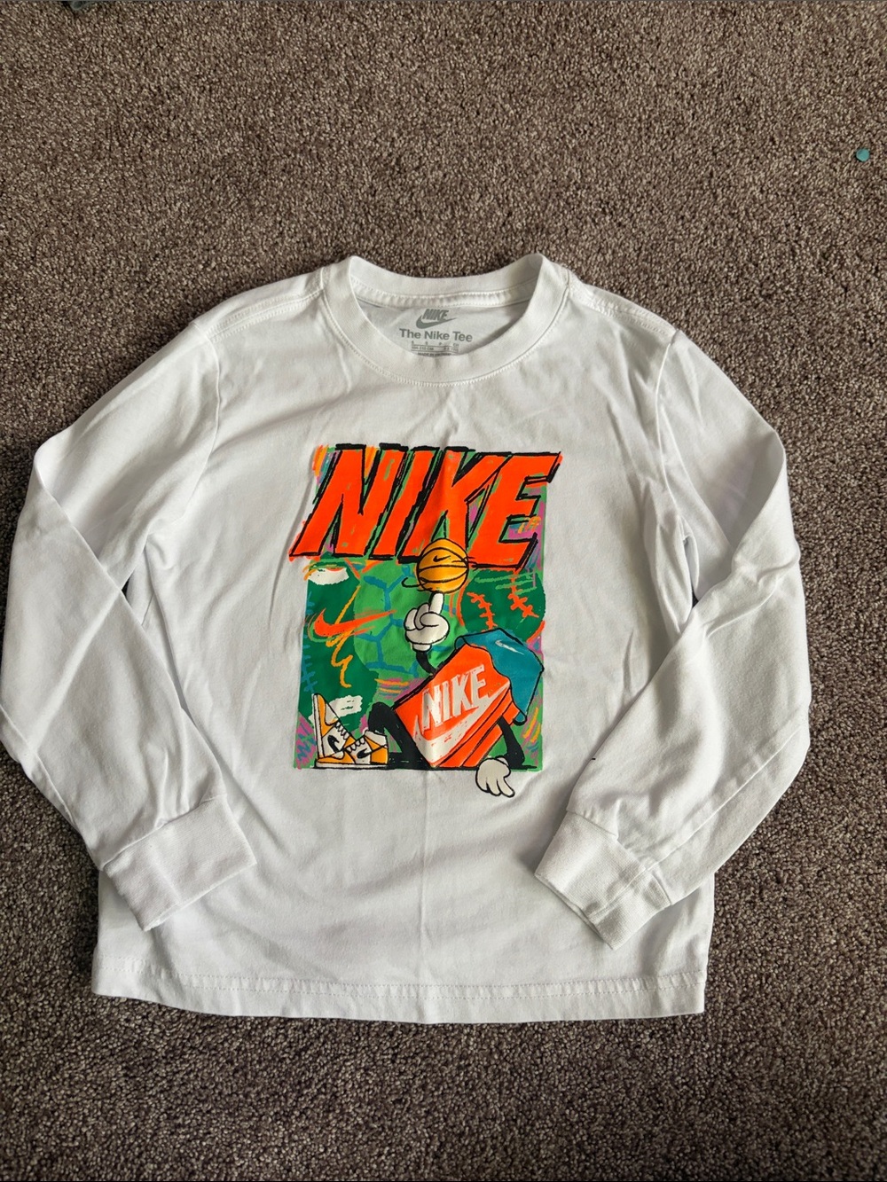 Nike long sleeve tee  with Bold Orange & Green Graphic